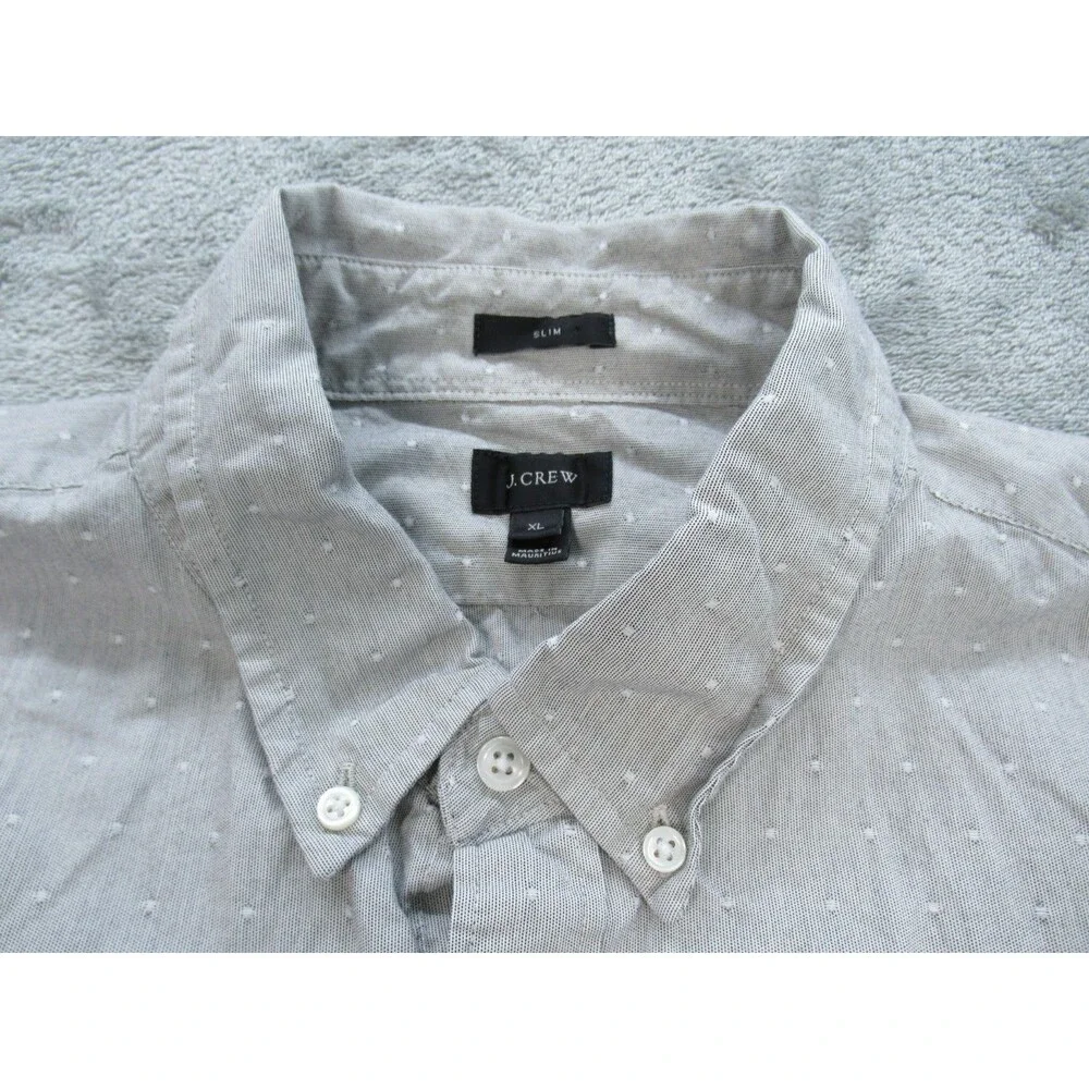 J.CREW Men’s Sz. XL Slim Fit Shirt Buttoned Up Long Sleeve Gray Dots Preppy